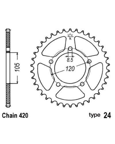 Couronne Moto B1 Couronne acier B1 50 dents chaine 420 Aprilia RX50