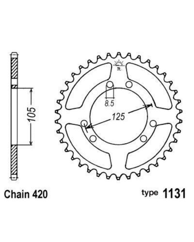 Couronne Moto B1 Couronne acier B1 50 dents chaine 420 Gilera/Derbi/Yamaha/Peugeot