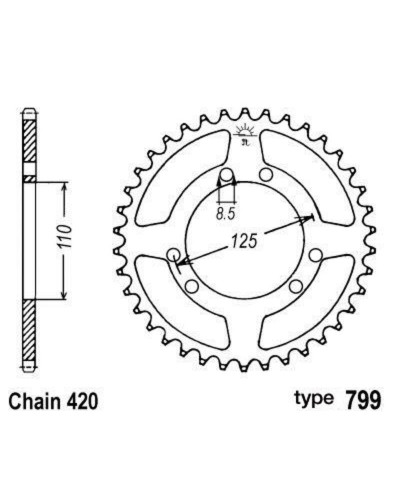 Couronne Moto B1 Couronne acier B1 50 dents chaine 420 Suzuki RMX50