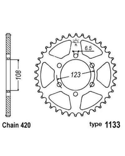 Couronne Moto B1 Couronne acier B1 52 dents chaine 420 Derbi/Aprilia/Peugeot