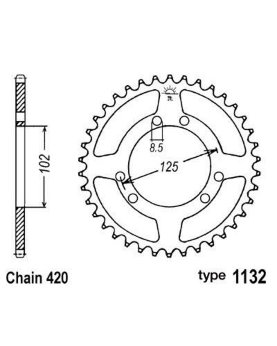 Couronne Moto B1 Couronne acier B1 53 dents chaine 420 Derbi Senda DRD/Bultaco Astro