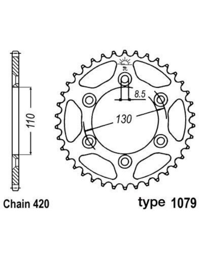 Couronne Moto B1 Couronne acier B1 62 dents chaine 420 CPI SUpermotard 50