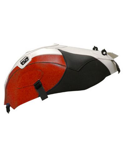 Protège Reservoir Moto Sur Mesure BAGSTER BMW S 1000 RR 2012-13 blanc-rouge-pointe carbone