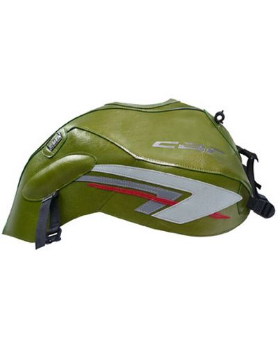 Protège Reservoir Moto Sur Mesure BAGSTER Honda CBF 600 N 2010-11 vert olive-deco gris clair