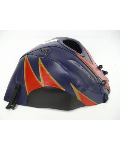 Protège Reservoir Moto Sur Mesure BAGSTER Honda CBR 1000 RR 2011 bleu fonce-pointe rouge et or