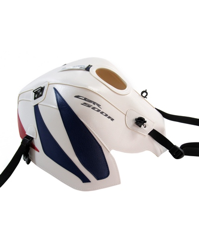 Protège Reservoir Moto Sur Mesure BAGSTER Honda CBR 500 R 2013-15 blanc-pte bleu baltique-