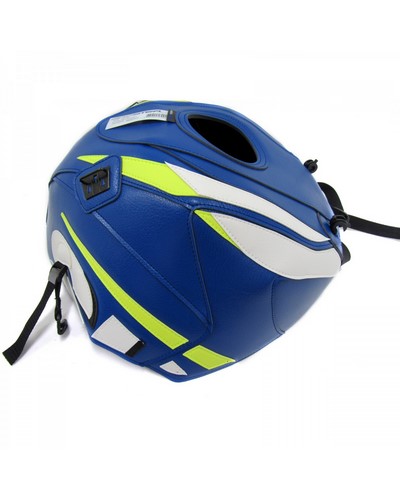 Protège Reservoir Moto Sur Mesure BAGSTER Suzuki GSX 600/750 R 2011-15 bleu-blanche-jaune fluo