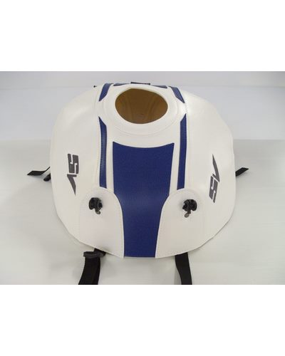 Protège Reservoir Moto Sur Mesure BAGSTER Suzuki SV 650 N/S 2010 blanc-bande bleue