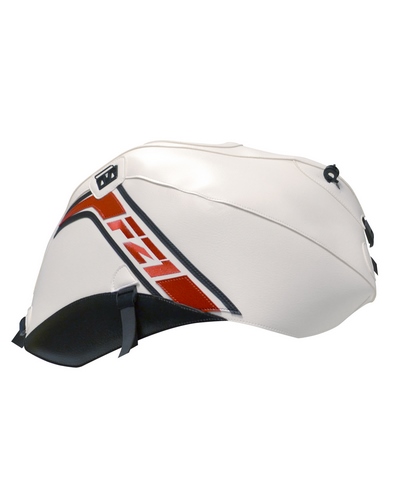 Protège Reservoir Moto Sur Mesure BAGSTER Yamaha FZ 1 N 2012 blanc-pointe rouge et noire