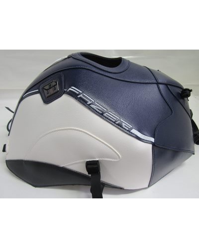 Protège Reservoir Moto Sur Mesure BAGSTER Yamaha FZ1 Fazer S 2010 bleu foncé-blanc