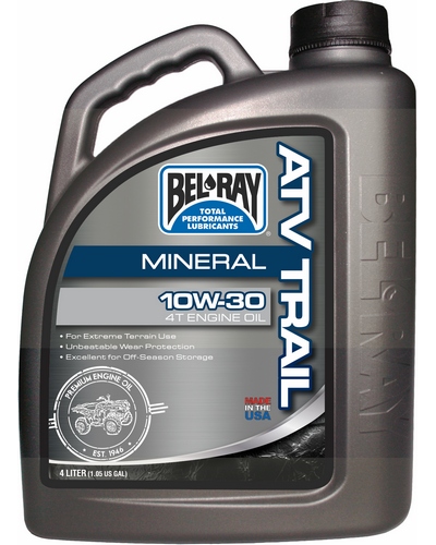Huile 4 Temps Moto BEL-RAY ATV Trail Mineral 4T 10w30 4 litres Huile 4 Temps Moto BEL-RAY ATV Trail Mineral 4T 10w30 4 litres