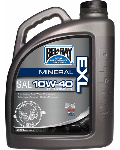 Huile 4 Temps Moto BEL-RAY EXL Mineral 4T 10w40 4 litres