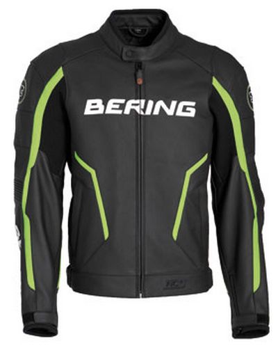 Blouson Cuir Moto BERING cuir Gear noir-vert noir-vert