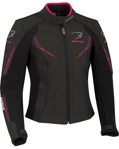 Blouson Cuir Moto BERING cuir Kalina noir-fushia