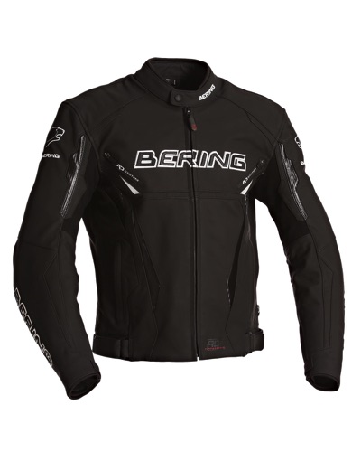 Blouson Cuir Moto BERING Cuir Kingston Evo noir-blanc