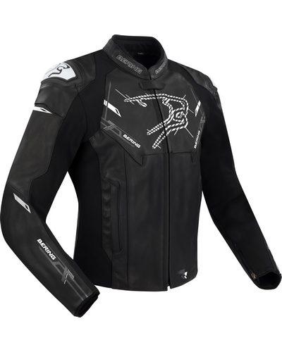 Blouson Cuir Moto BERING cuir Snap noir-blanc