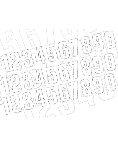 Stickers Numéro de Course Moto BLACKBIRD Kit numéros de course BLACKBIRD 0 à 9 130x70mm blanc