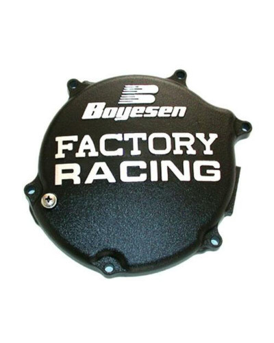 Plastiques Accessoires Moto BOYESEN Couvercle de carter d'embrayage BOYESEN Factory Racing alu noir Kawasaki KX125