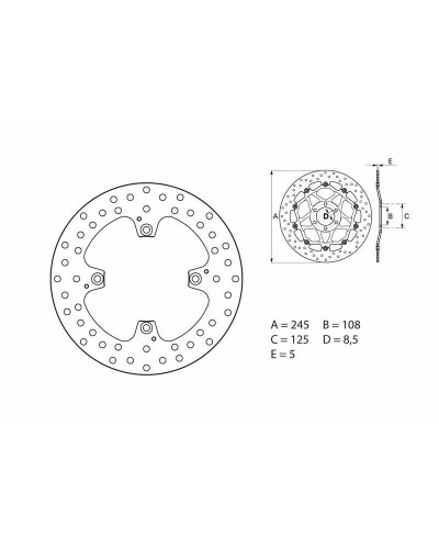 Disque Frein Moto BREMBO Disque de frein arrière Brembo Serie ORO rond fixe Ducati 796 MONSTER