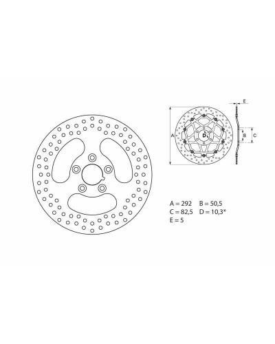 Disque Frein Moto BREMBO Disque de frein arrière Brembo Serie ORO rond fixe Harley-Davidson 883 XLH