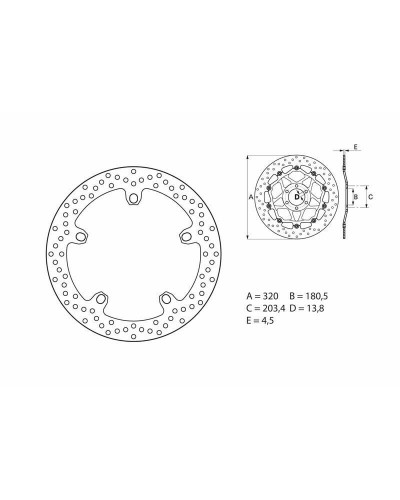 Disque Frein Moto BREMBO Disque de frein arrière Brembo Serie ORO rond fixe Husqvarna NUDA 900