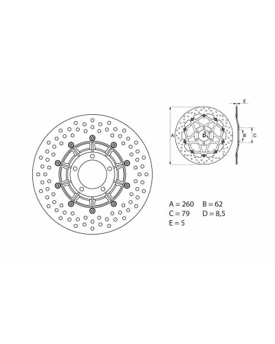 Disque Frein Moto BREMBO Disque de frein BREMBO Oro rond fixe