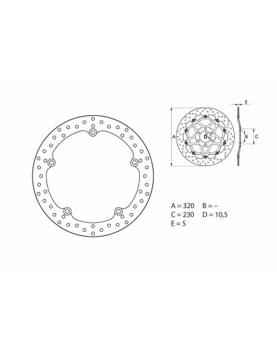 Disque Frein Moto BREMBO Disque de frein BREMBO Oro rond fixe