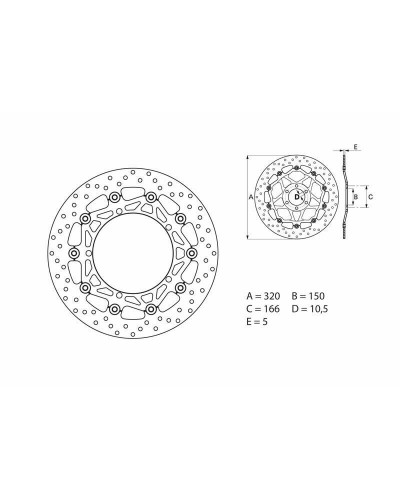 Disque Frein Moto BREMBO Disque de frein BREMBO Oro rond flottant