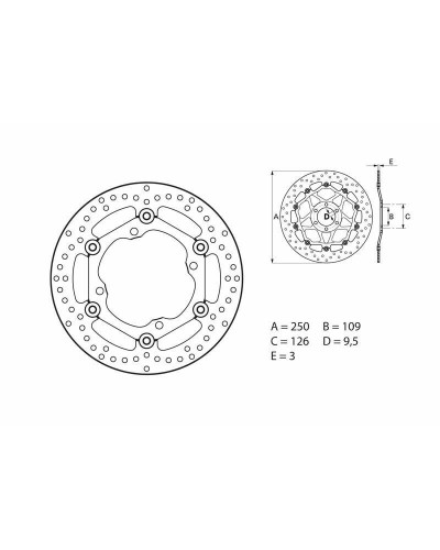 Disque Frein Moto BREMBO Disque de frein BREMBO Oro rond flottant