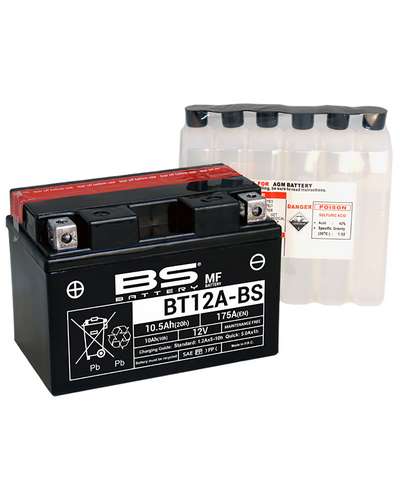 Batterie Moto BS BATTERY Batterie BS BT12A-BS (Pack Acide Inclus)