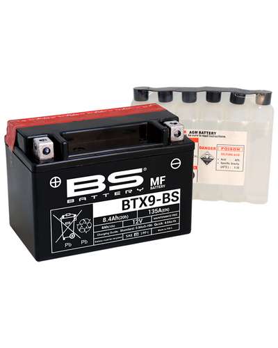 BS BATTERY Batterie BTX9-BS (Pack Acide Inclus)  