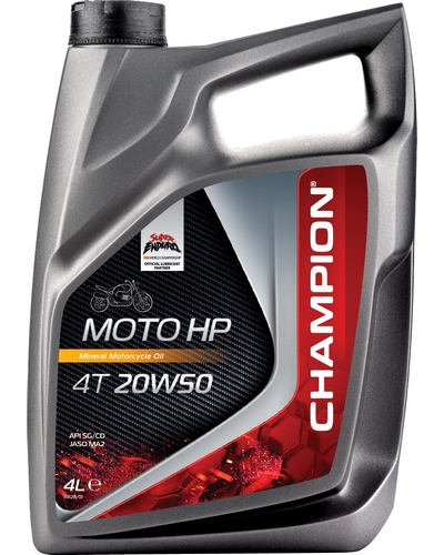 Huile 4 Temps Moto CHAMPION MOTO HP 4T 20W50 4L- Minérale