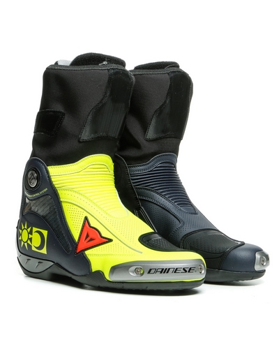 Bottes Moto Racing DAINESE Axial D1 Replica Valentino bleu-jaune fluo