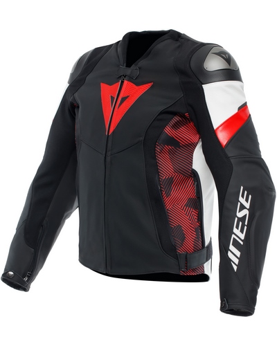 Blouson Cuir Moto DAINESE cuir Avro 5 noir-rouge