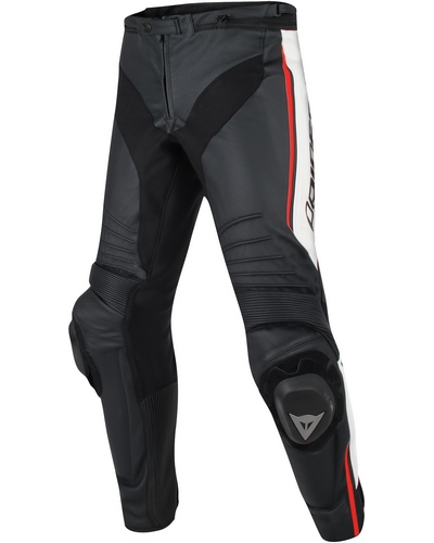 Pantalon Cuir Moto DAINESE cuir Misano noir-rouge fluo