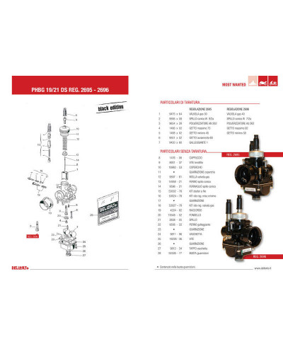 Carburateur Moto DELL ORTO Carburateur Ø19 PHBG Racing Dellorto Black Edition