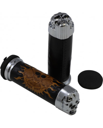 Guidon Moto DRAG SPECIALTIES CHR SKULL GRIP W/PLN EYES Guidon Moto DRAG SPECIALTIES CHR SKULL GRIP W/PLN EYES