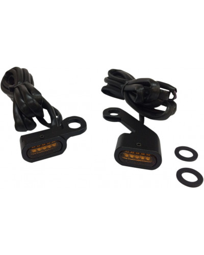 Accessoires Feux Moto DRAG SPECIALTIES LIGHTS TRNSIG BLK AMBR FLT