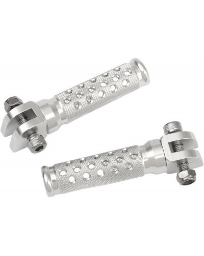Repose Pieds Moto EMGO FOOTPEGS SLASH-CUT SILVER