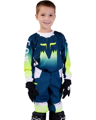 Maillot Moto Cross FOX 180 Flora kid bleu-vert