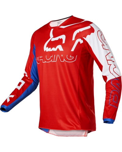 Maillot Moto Cross FOX 180 Skew bleu-rouge