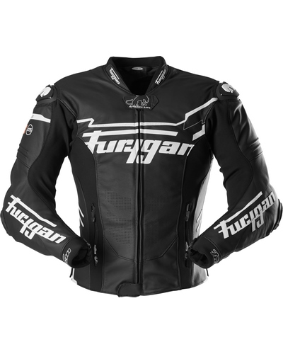 Blouson Cuir Moto FURYGAN cuir à bosse Sirius noir-blanc