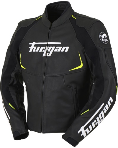 Blouson Cuir Moto FURYGAN cuir Spectrum noir-jaune fluo