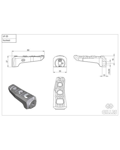 Repose Pieds Moto GILLES Repose-pieds passager GILLES TOOLING Touring argent