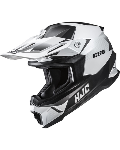 Casque Moto Cross HJC C-50 Slide blanc-noir