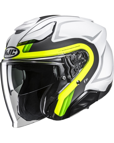 Casque Jet Moto HJC F-31 Bask blanc-jaune Casque Jet Moto HJC F-31 Bask blanc-jaune