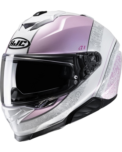 Casque Integral Moto HJC I-71 Sera lady blanc-rose