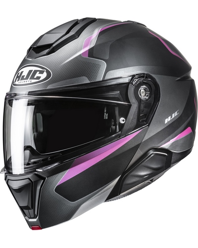 Casque Modulable Moto HJC I-91 Felio noir-rose Casque Modulable Moto HJC I-91 Felio noir-rose