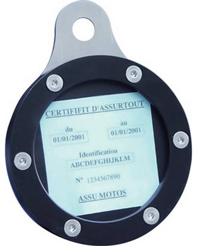 Porte Vignette Assurance Moto IMC-CREATIONS CRIT'AIR Rond à patte Noir