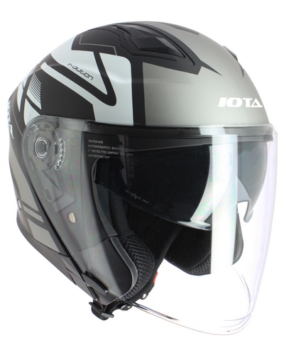 Casque Jet Moto IOTA OP10 CALY NOIR MAT-SILVER